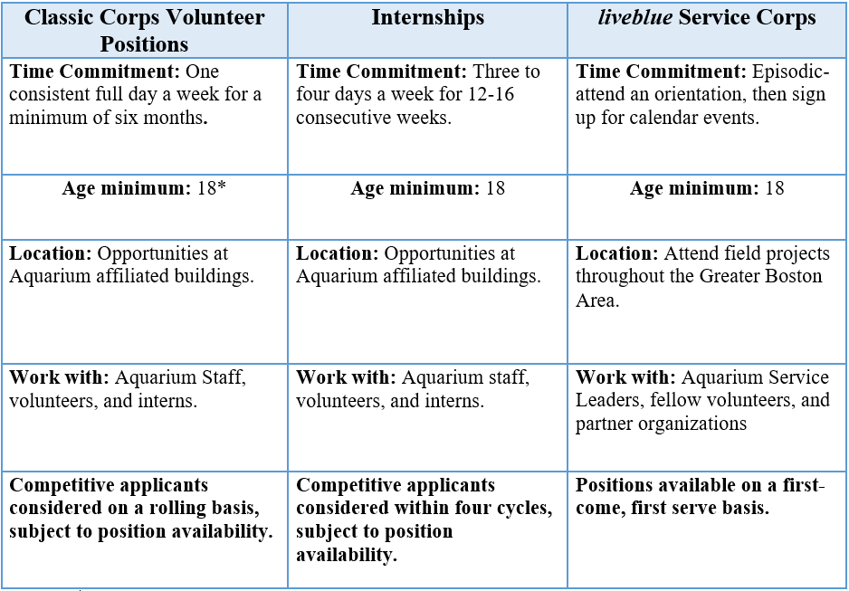 New England Aquarium Application Information