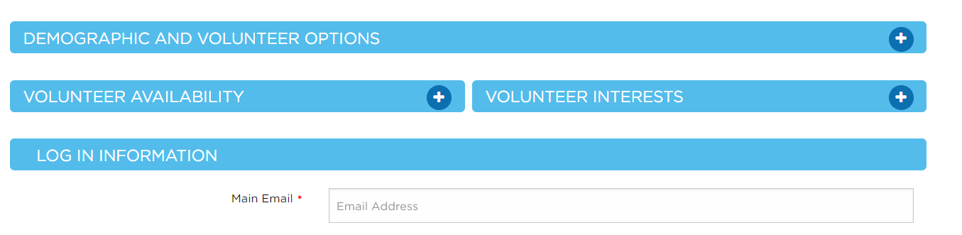 screengrab: hit the plus sign in the blue bar that says demographic and volunteer options to toggle your disaster preferences