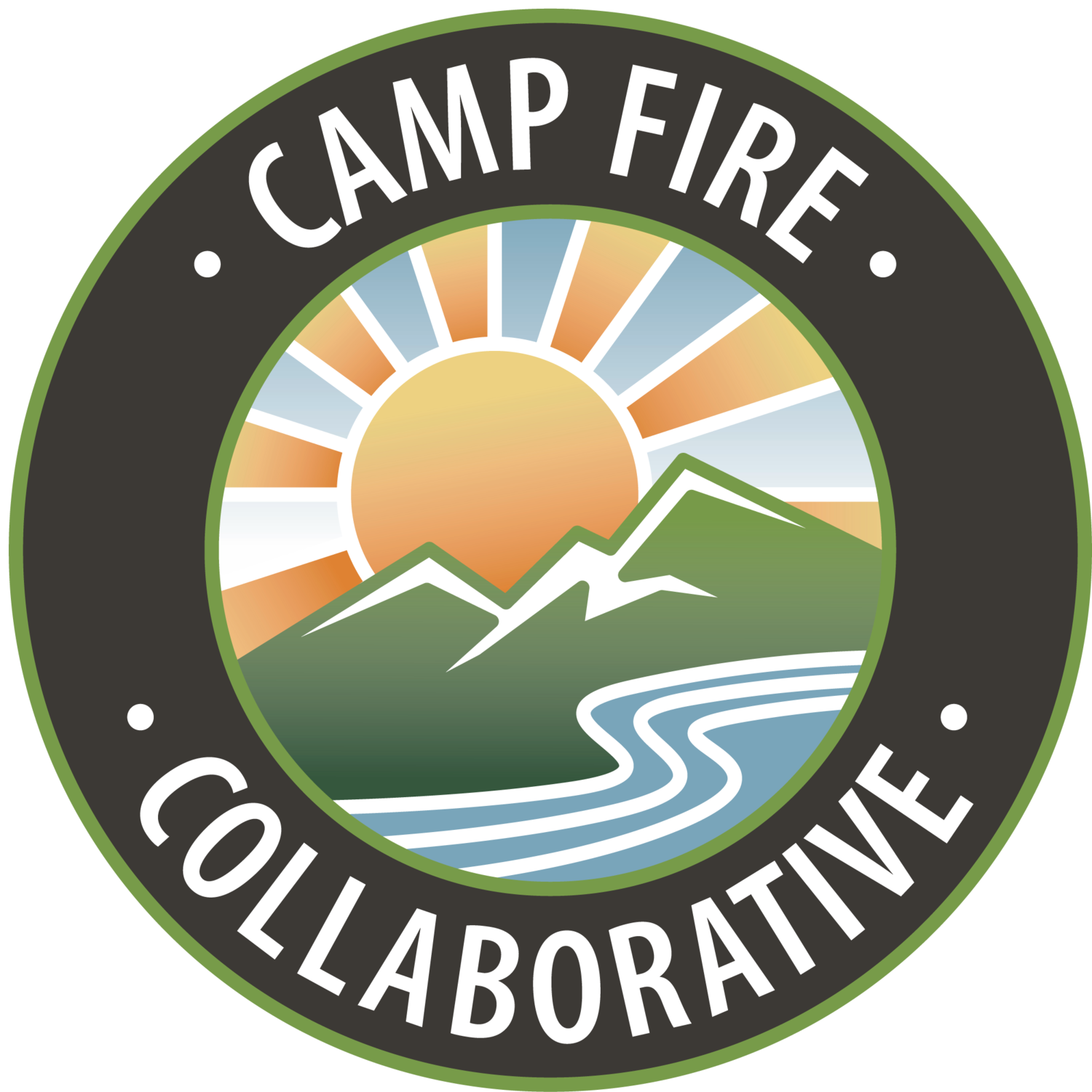 camp fire long term recovery group logo with river and mountains 